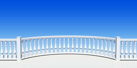 white balustrade semicircle with pillarの写真素材