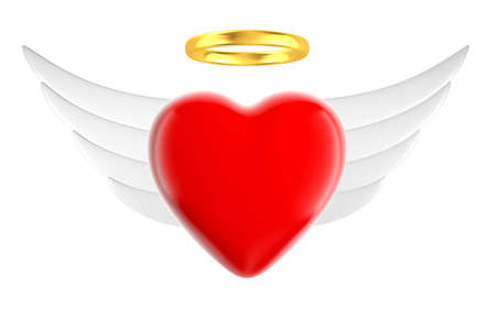 red heart with wings and nimbusの写真素材