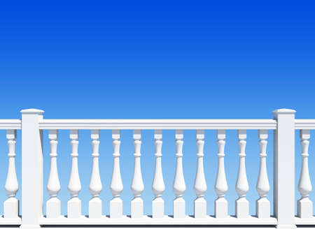 balustrade with pillar on sky backgroundの写真素材