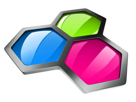 hexagonal color concept isolated on whiteの写真素材