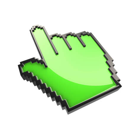 green  pixelated cursor hand  isolatedの写真素材