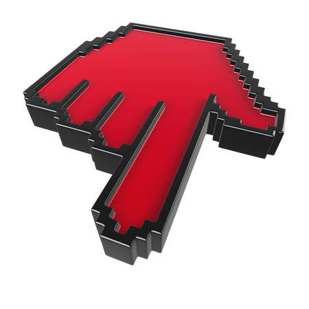 red  pixelated cursor hand  isolatedの写真素材