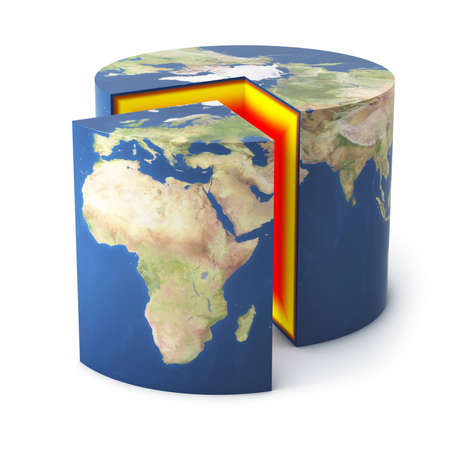 Earth cylinder shape in section isolatedの写真素材