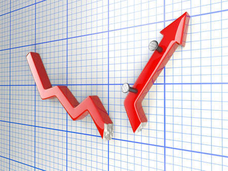broken red chart concept closeupの写真素材