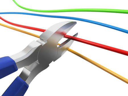 nippers cutting color wires closeupの写真素材