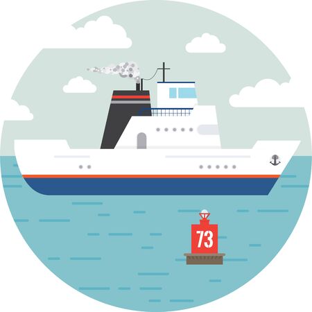Flat ocean and sea transport boat.のイラスト素材
