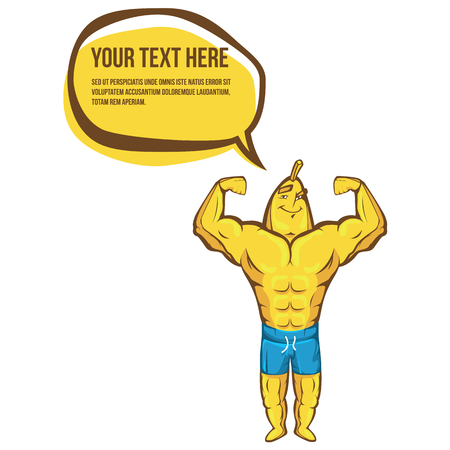 Fitness banana shows biceps. Sport illustrationのイラスト素材