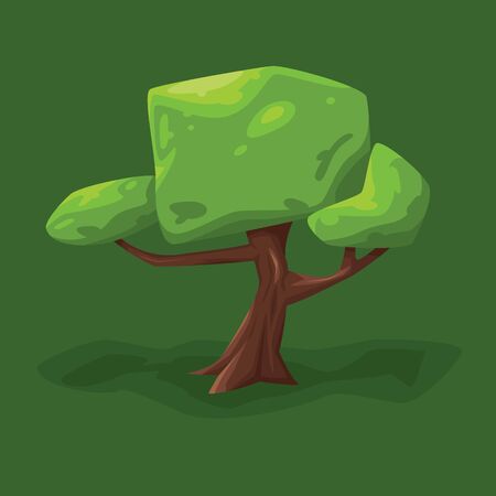 vector illustration of a tree with a large crown on a green backgroundのイラスト素材