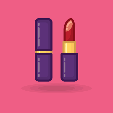 Lipstick pink icon beauty salon cosmetics. Red lipstick illustralion. Vector clip art of Red lipstic. Make up element, lipstick closeup. Red lipstick on backgroundのイラスト素材