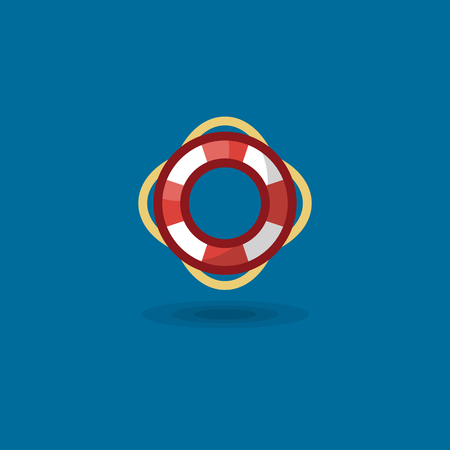 Vector icon life ring. Illustration a marine colored nautical life buoy isolatedのイラスト素材