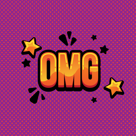 Lettering omg comic text. Bright vector illustration comic text omgのイラスト素材