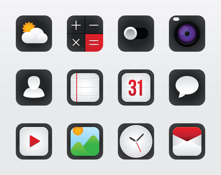 Icon set for mobile interfaceのイラスト素材