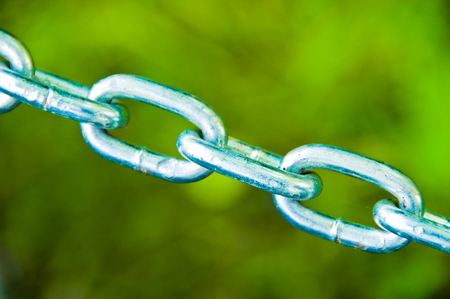 A series of chain links on a green background
