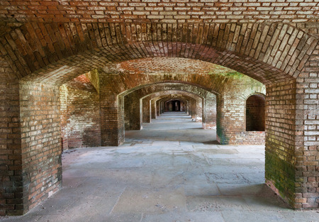 Brick arches at Dry Tortugas old fortの写真素材