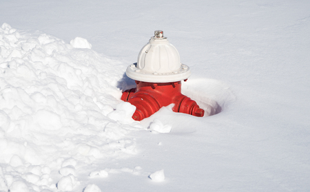Fire hydrant covered with snow during Virginia snowmageddon, Jonas 2016の写真素材