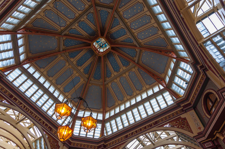 Beautiful Leadenhall Market ceiling in Londonのeditorial素材