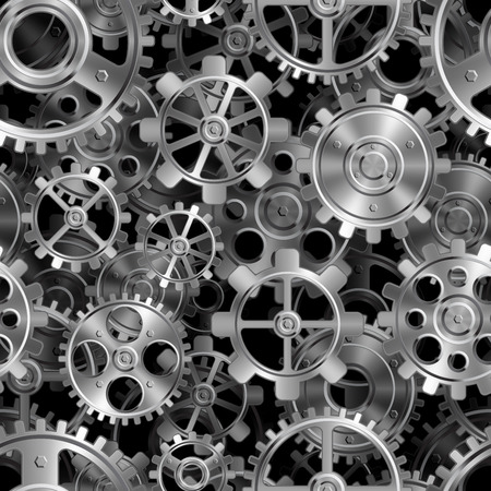 Seamless pattern of shiny metal gears.のイラスト素材