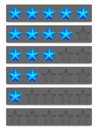 Collection of blue rating stars.のイラスト素材