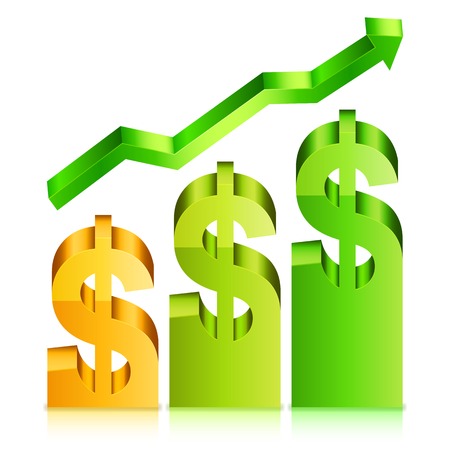 Vector illustration of financial graph displaying rising dollar rateのイラスト素材