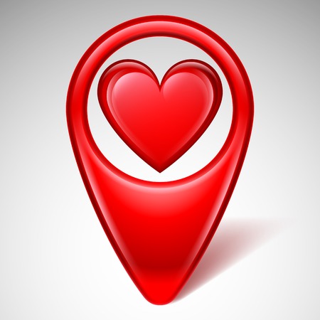 Red love map pointer on white backgroundのイラスト素材