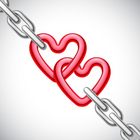 Metal heart shaped chain on white backgroundのイラスト素材