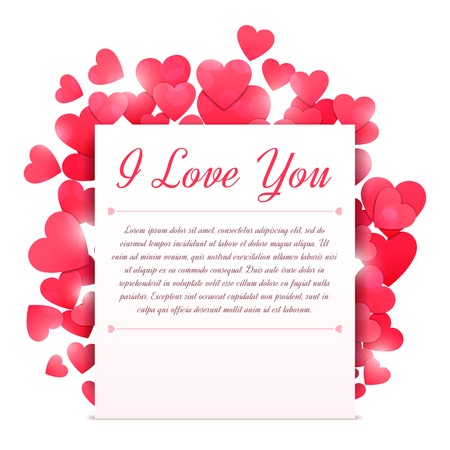 Love letter with flying hearts on bright backgroundのイラスト素材