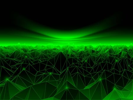 Vector illustration of low poly cyberspace backgroundのイラスト素材