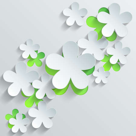 Flowers background with green and white flowersのイラスト素材