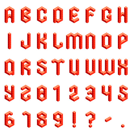 Full set of rec isometric alphabet and numbersのイラスト素材