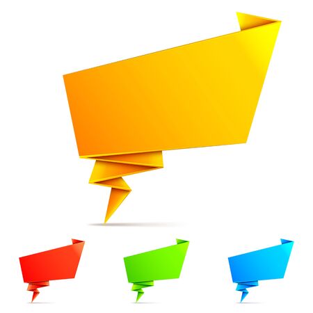 Set of 4 color paper origami speech bubblesのイラスト素材