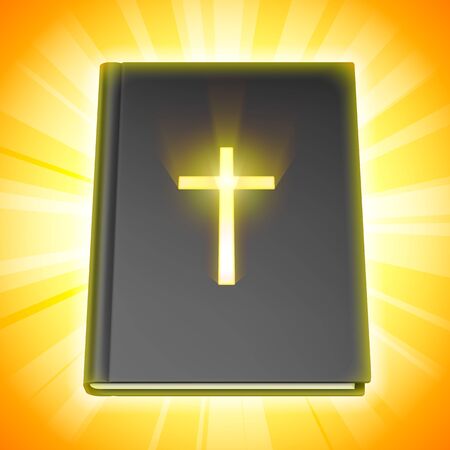 Holy Bible book with cross symbol on bright backgroundのイラスト素材