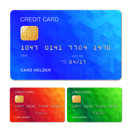 Three color credit cards with geometric patternのイラスト素材