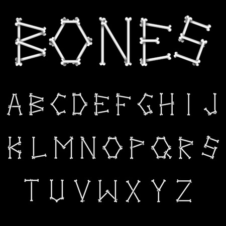 Full alphabet made of crossed white bonesのイラスト素材