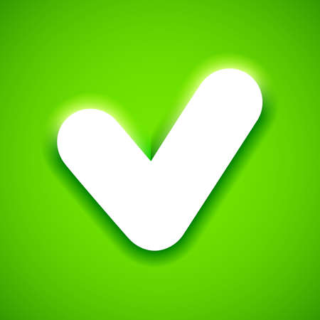 White check mark symbol on bright green backgroundのイラスト素材