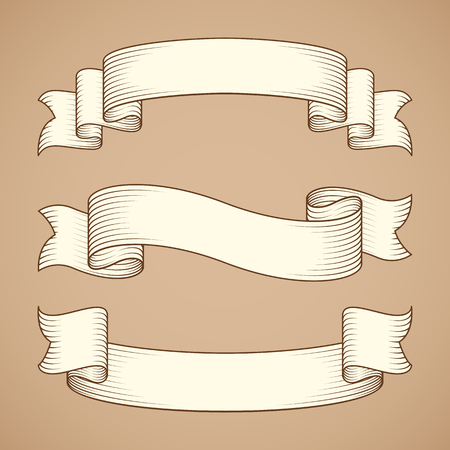 Vintage Ribbon Bannersのイラスト素材