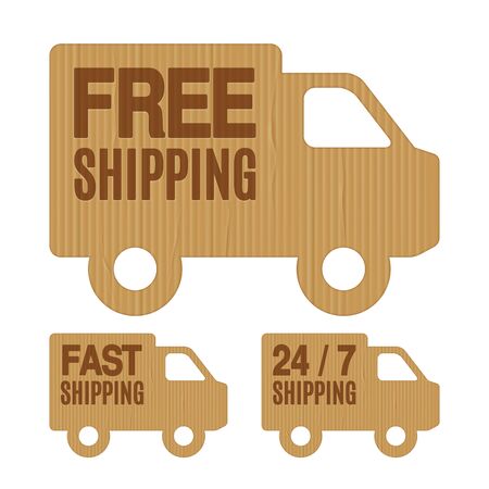 Free Shipping and Free Delivery Labelsのイラスト素材
