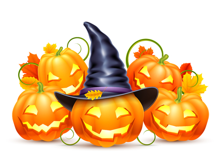 Smiling Halloween Pumpkinsのイラスト素材