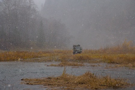 Near of Kinderlinskaya cave and village Tash-Asty on Zilim river.の写真素材