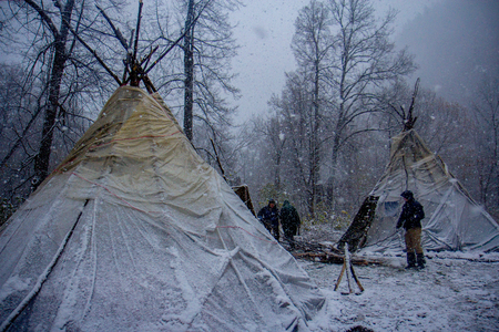Near of Kinderlinskaya cave and village Tash-Asty on Zilim river.の写真素材