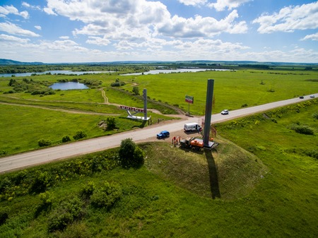 Border of Tatar and Bashkir state. Aerial view. Russiaの写真素材