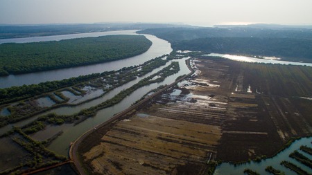 landscape of Goa in the state, far from the sea. Aerialの写真素材