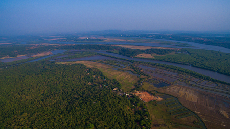 landscape of Goa in the state, far from the sea. Aerialの写真素材