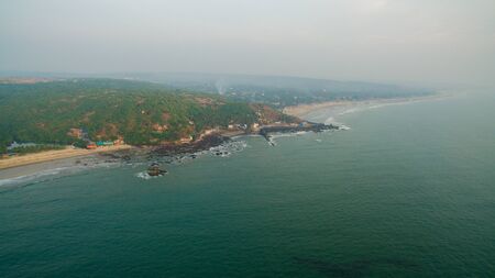 Kalacha beach, India in Goa. Aerial. Near of Sweet lake and Babaの写真素材
