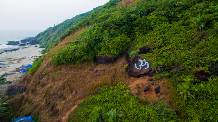 Kalacha beach, India in Goa. Aerial. Near of Sweet lake and Babaの写真素材