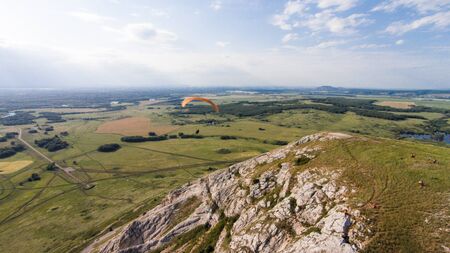 Flying over Shikhan mountain, Tra-Tau, Russia, Bashkortostan South Uralの写真素材