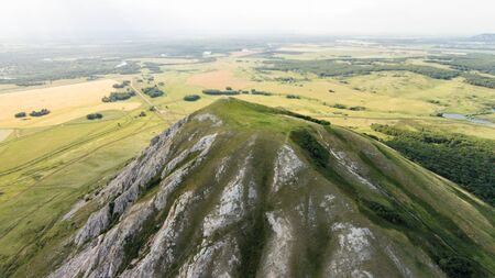 Flying over Shikhan mountain, Tra-Tau, Russia, Bashkortostan South Uralの写真素材