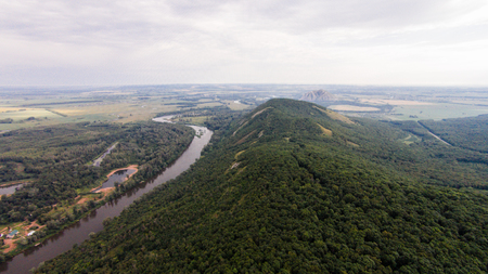 Flying over Shikhan mountain Kushtau Russia, Bashkortostan, South Ural. Kushtauの写真素材