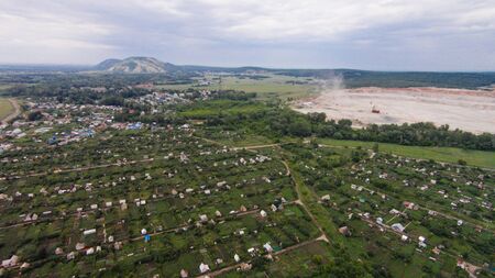 Flying over careers thete mining soda. The view for shikhan Kushtau. Russia, Bashkortostan, South Ural.の写真素材
