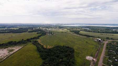 Flying over careers thete mining soda. The view for shikhan Kushtau. Russia, Bashkortostan, South Ural.の写真素材