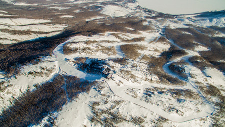 Finding mountain near the town of Magnitogorsk and lakes Yaktykulの写真素材